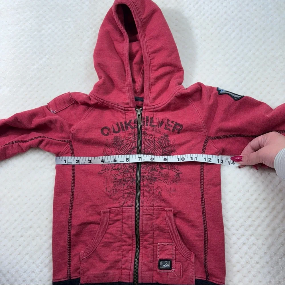 Quiksilver Vintage Y2K Grunge Graphic Full Zip Fleece Jacket Hoodie Youth 3T 00s - Picture 10 of 11